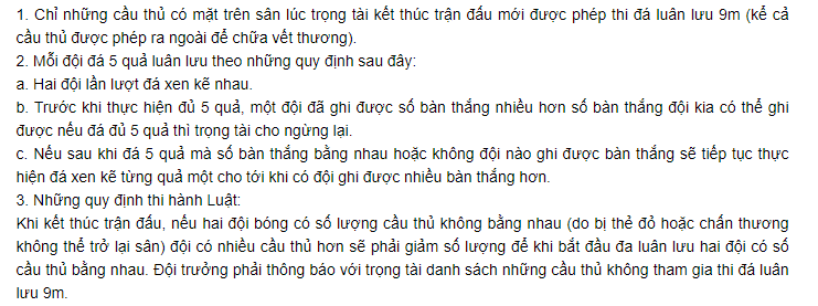 17 luật bóng đá 7 người 2019 - thể thức đá phạt đền