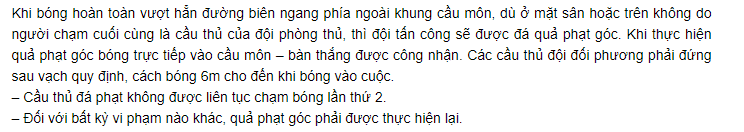 17 luật bóng đá 7 người 2019 - quả phạt góc