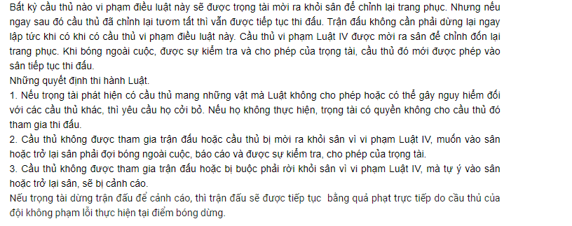 Luật bóng đá 7 người - trang phục thi đấu - xử phạt