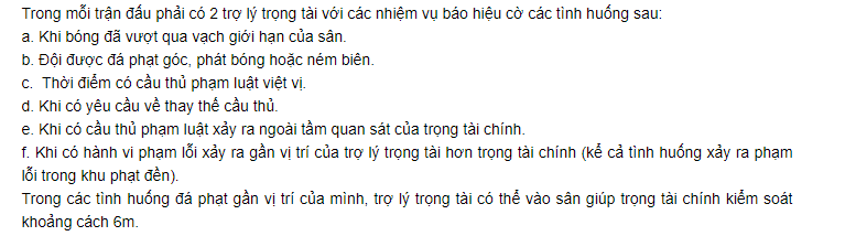 Luật bóng đá 7 người - trợ lý trọng tài