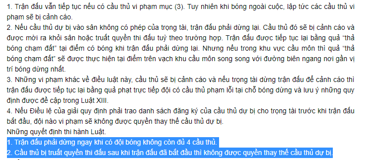 Luật bóng đá 7 người - số lượng cầu thủ 1