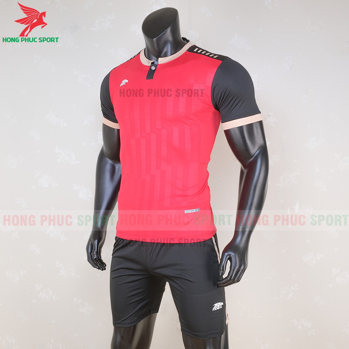 Áo đá banh không logo Riki Neck màu đỏ 2020 2021 Áo đá banh không logo Riki Neck màu đỏ 2020 2021