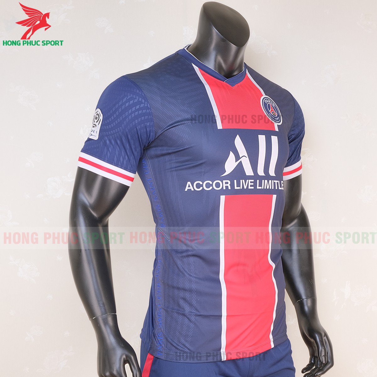 Áo đá banh PSG 2020 2021 sân nhà (phải - cận) Áo đá banh PSG 2020 2021 sân nhà (phải - cận)