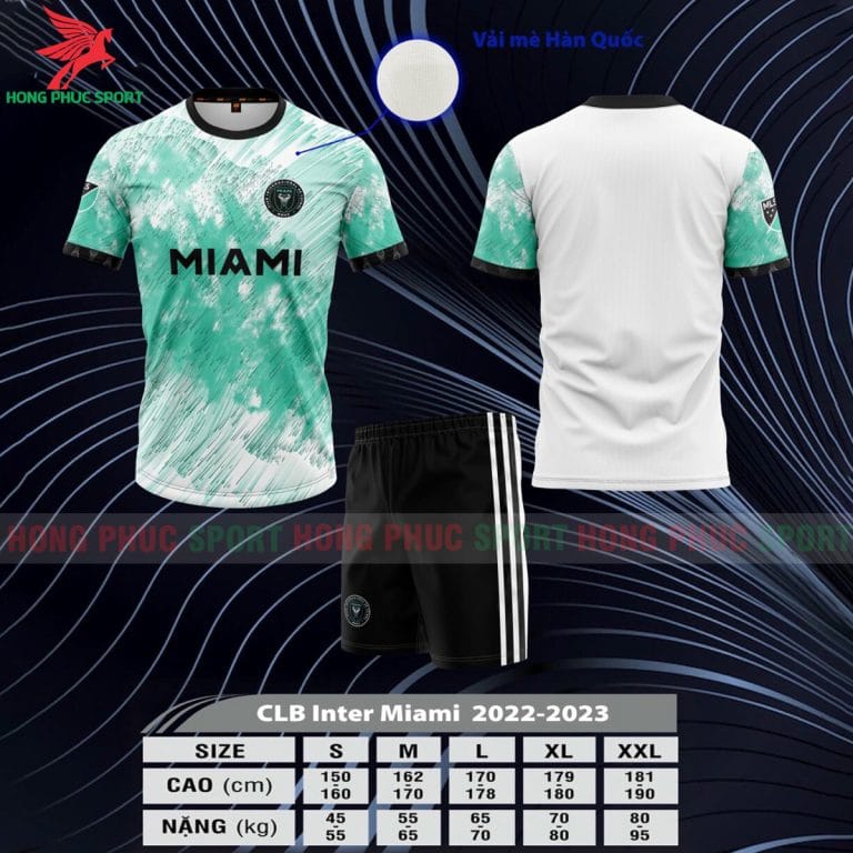 BỘ QUẦN ÁO BÓNG ĐÁ INTER MIAMI 2022 2023 XANH RÊU - VẢI MÈ LỤC GIÁC