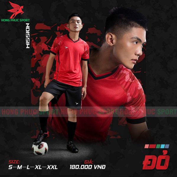 ao-bong-da-khong-logo-beyono-mission-mau-do